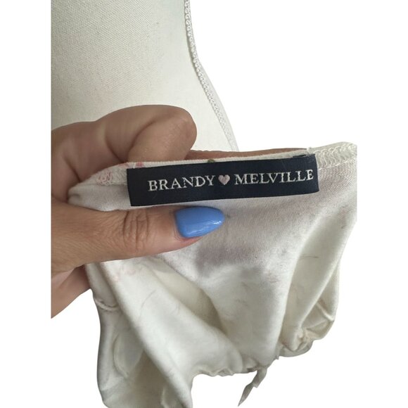 BRANDY MELVILLE White Floral Front Tie Bolero Style Wrap Top One Size - Picture 2 of 8